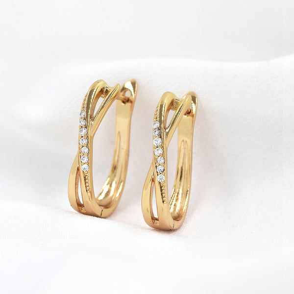 Gold Infinity Hoop Earrings With Cubic Zirconia