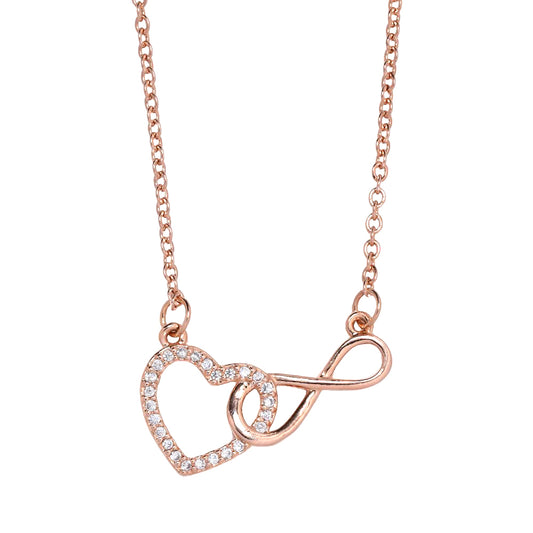 Premium Cubic Zirconia Rose Gold Infinity Heart Necklace