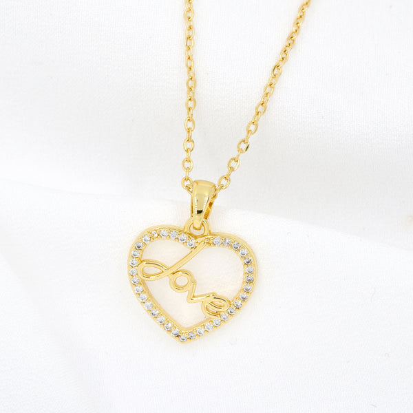 Cubic Zirconia Heart Love Necklace