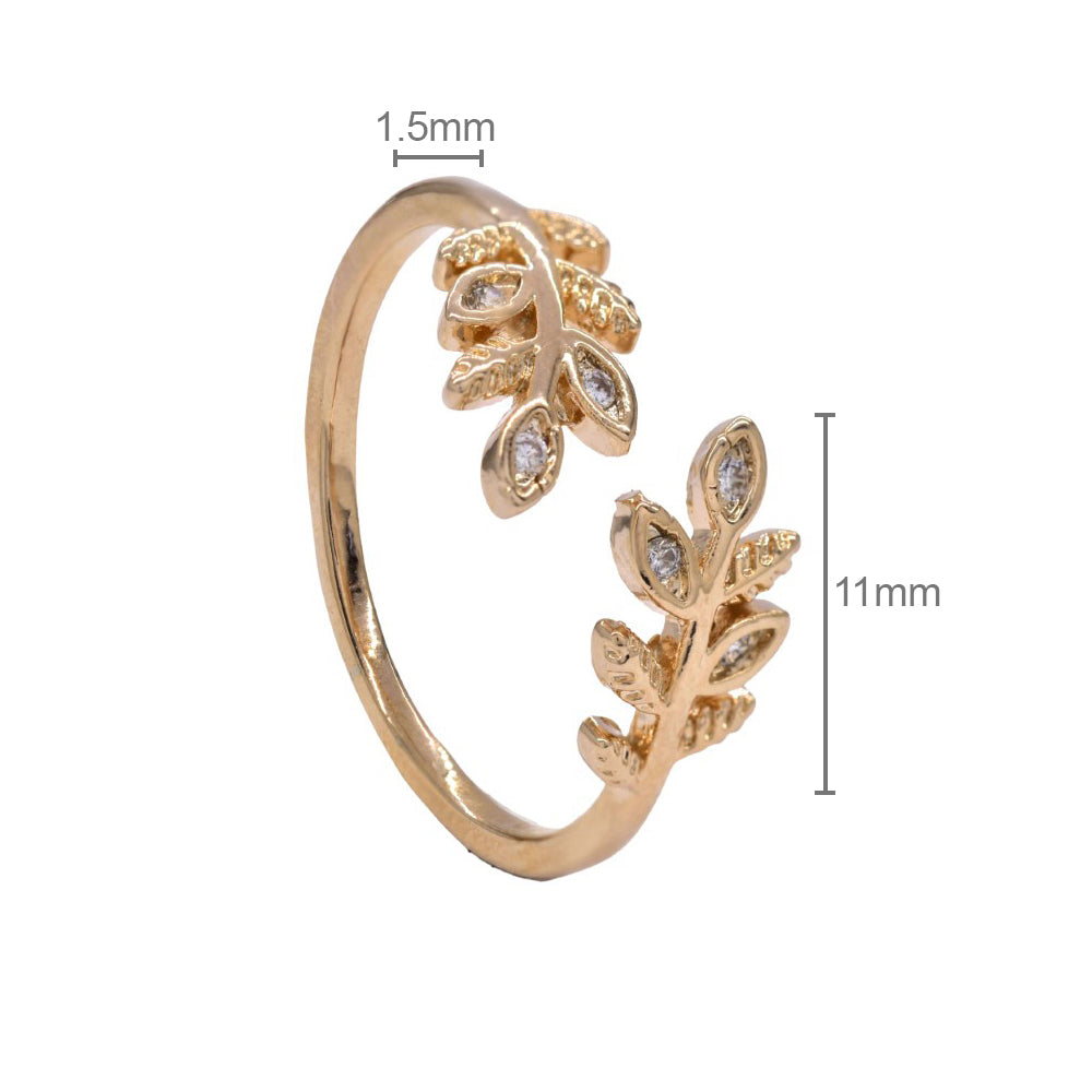 Premium Double Leaf Cubic Zirconia Ring - Adjustable Size