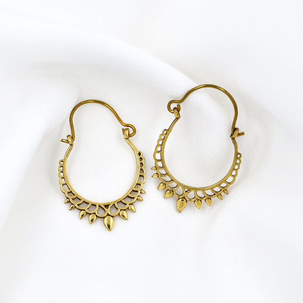 Brass Pointy Edge Hoop Earring