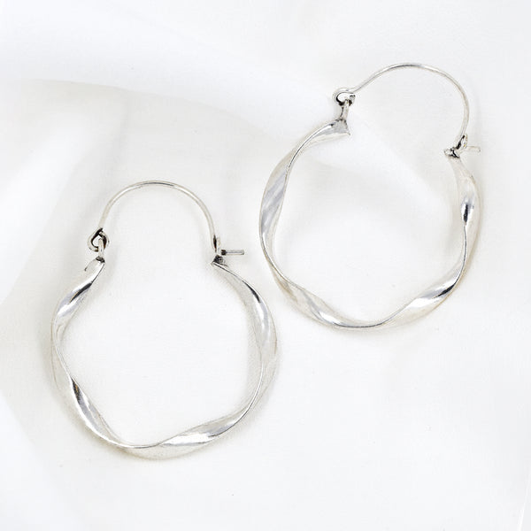 Brass Hammered Organic Shaped Hoop Earring