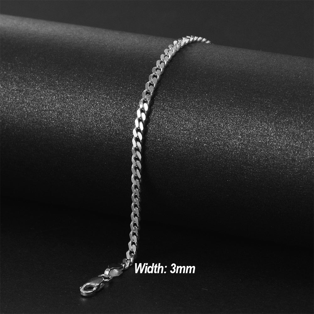 925 Sterling Silver Curb Bracelet - 3mm width