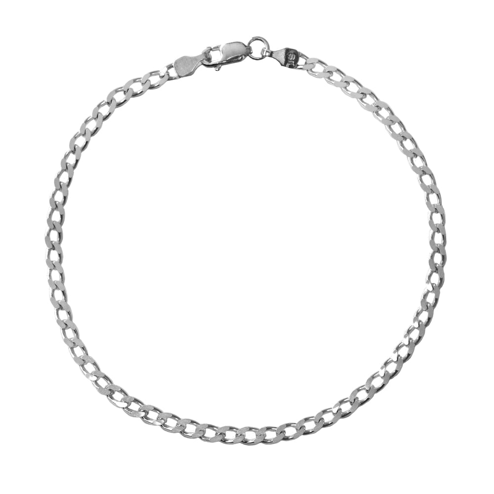 925 Sterling Silver Open Curb Bracelet - 3mm width