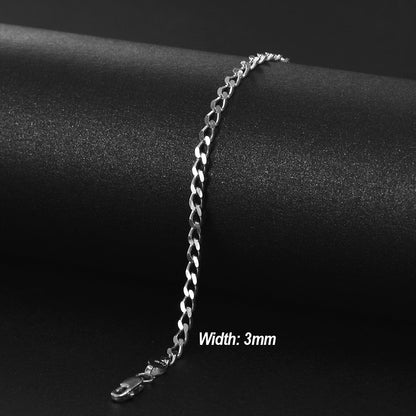 925 Sterling Silver Open Curb Bracelet - 3mm width