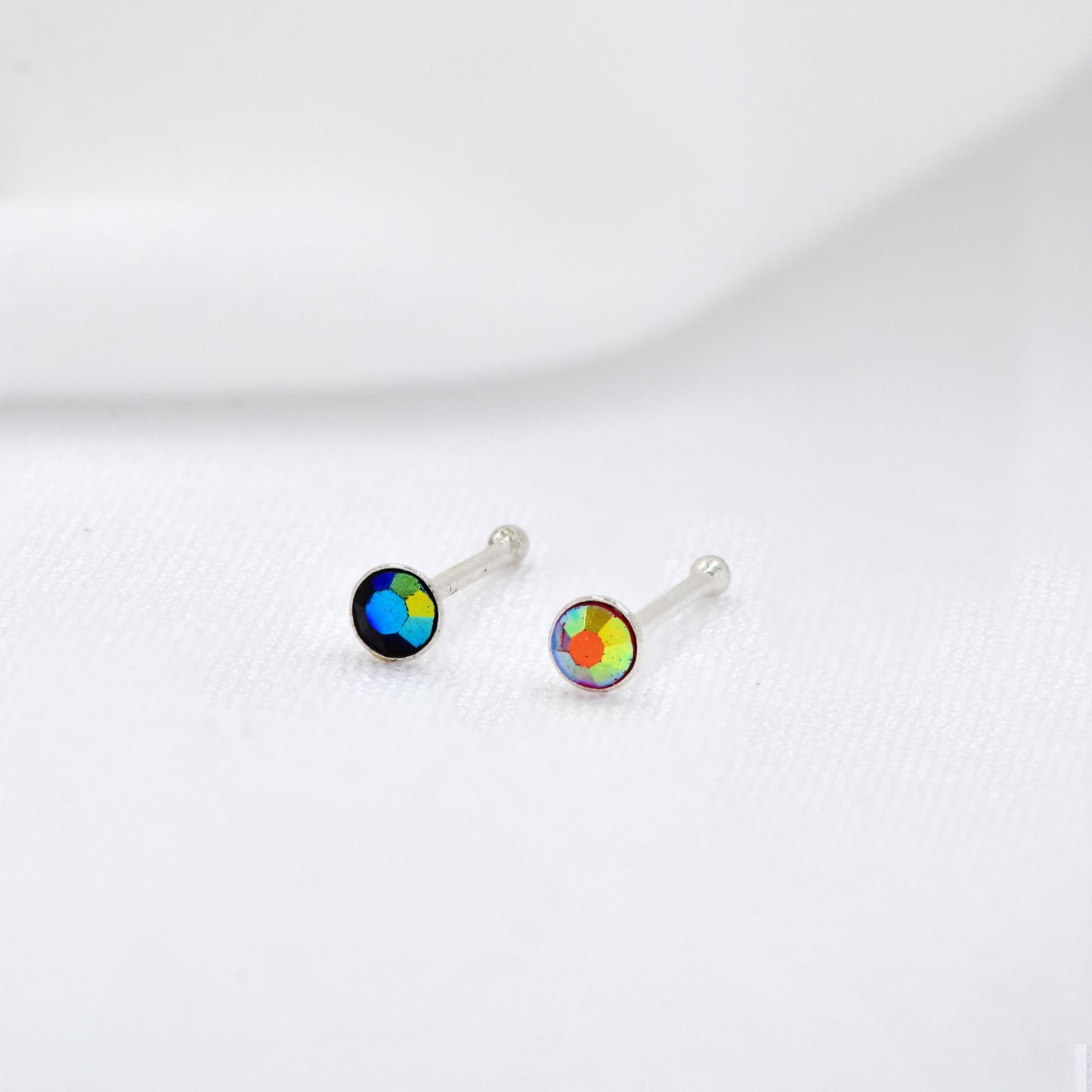 Silverbird 925 Sterling Silver 2 Pack Colour Stone Nose Studs