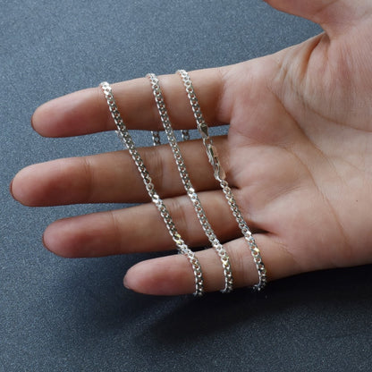 925 Sterling Silver Curb Chain - 55cm length - 3mm width