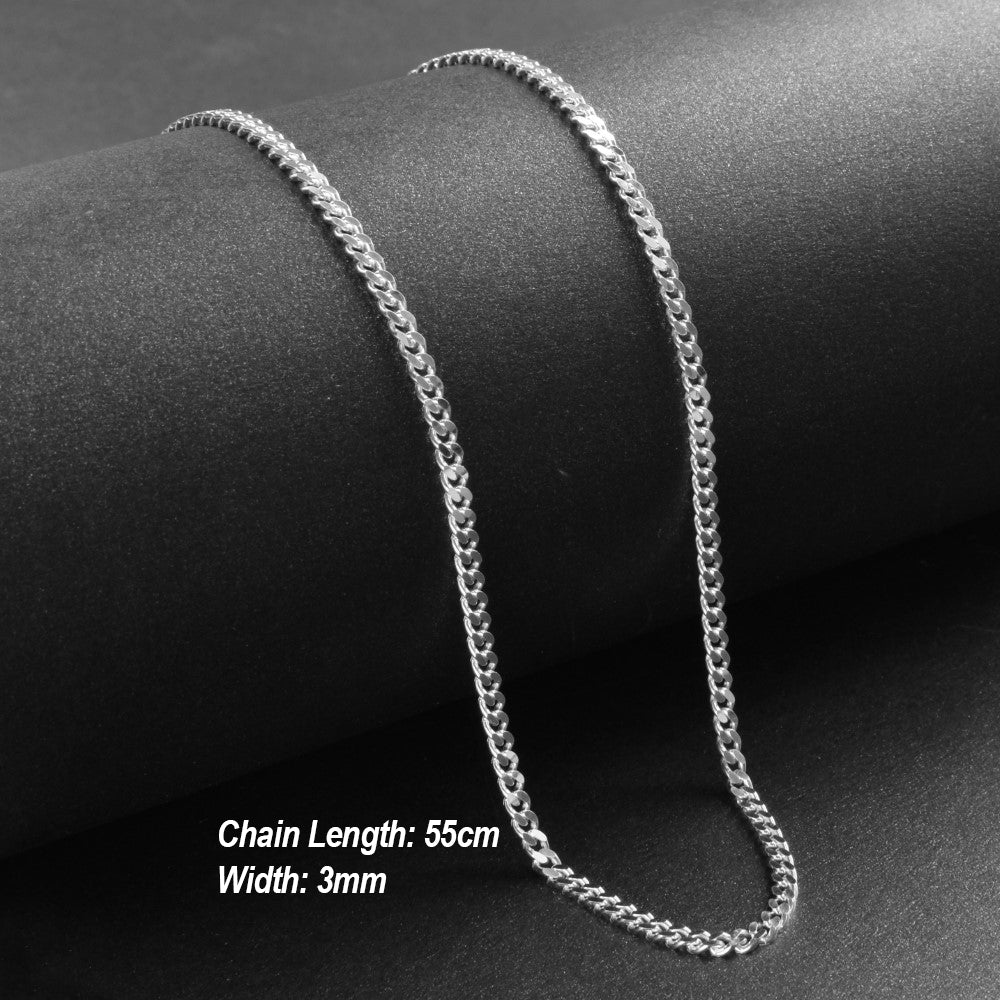 925 Sterling Silver Curb Chain - 55cm length - 3mm width