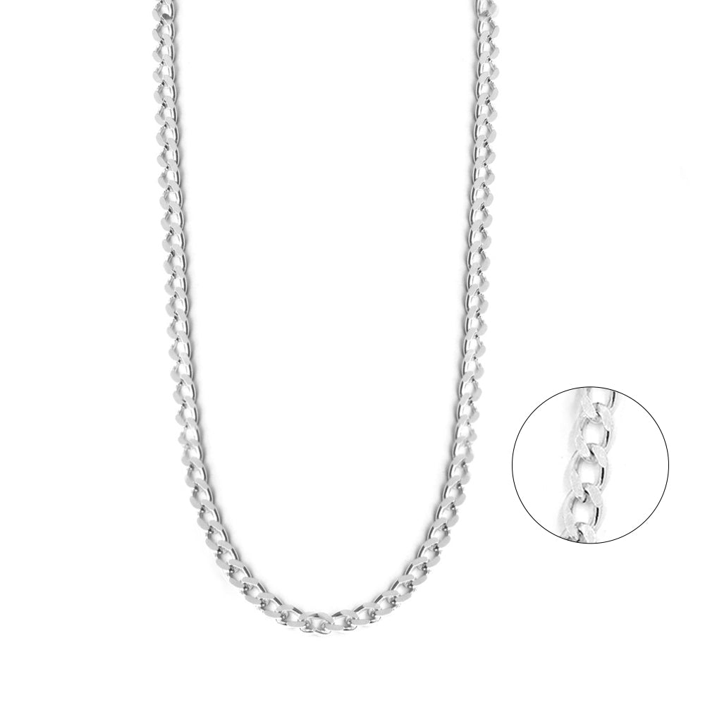 925 Sterling Silver Open Curb Chain - 55cm length - 3mm width