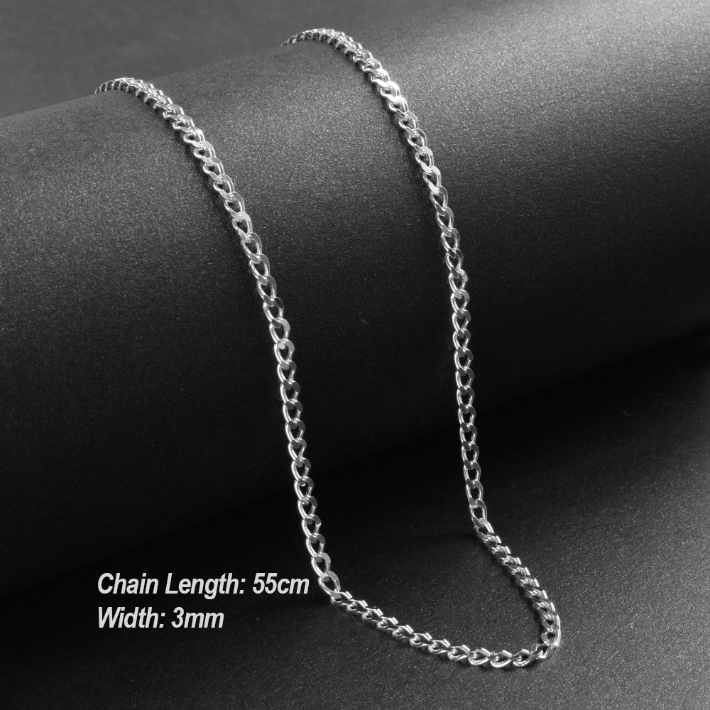 925 Sterling Silver Open Curb Chain - 55cm length - 3mm width