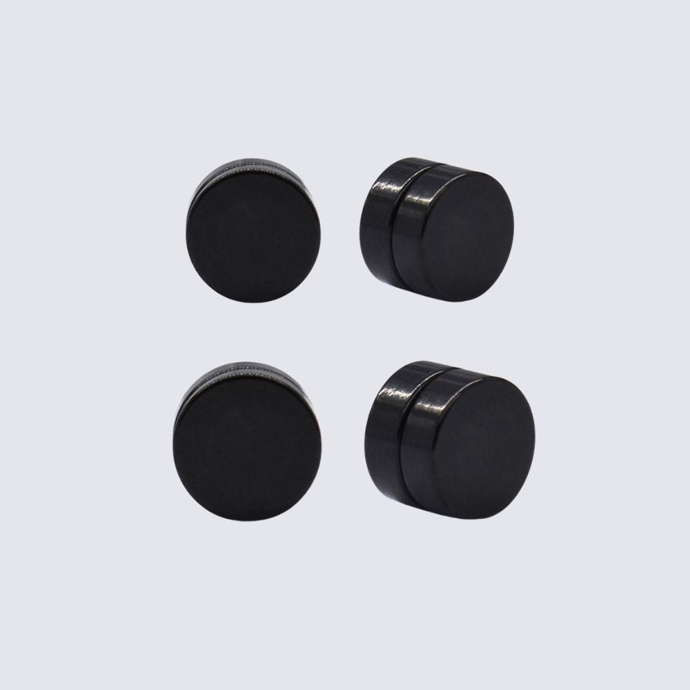 Stainless Steel 2 Pairs Black Magnetic Earrings