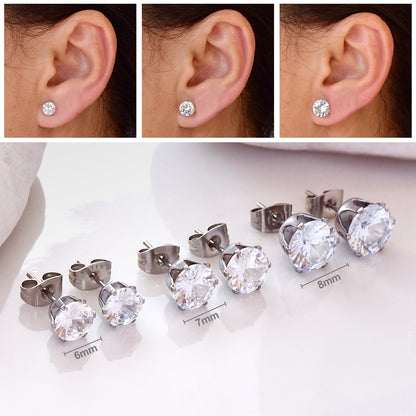 Stainless Steel Cubic Zirconia Stud Earring