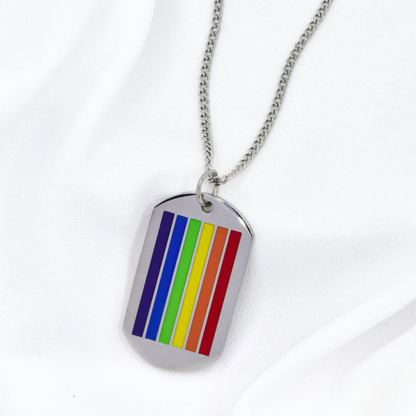 Stainless Steel Rainbow Disk Necklace