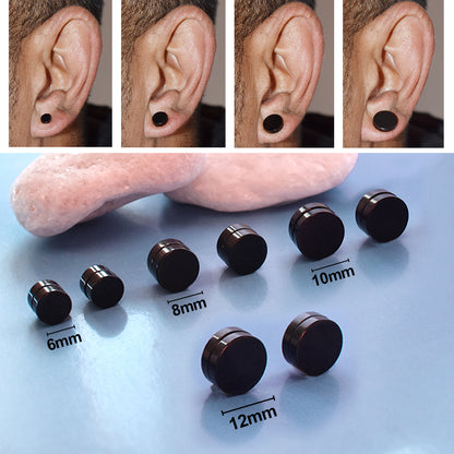 Stainless Steel 2 Pairs Black Magnetic Earrings