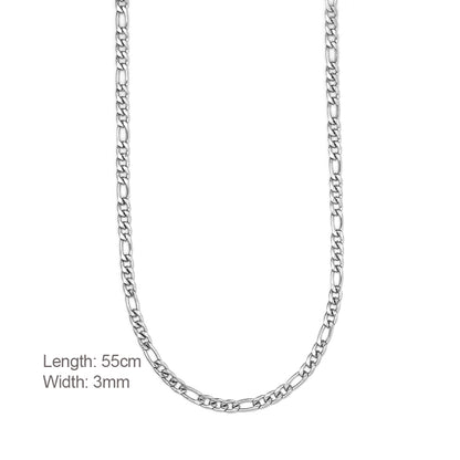 Stainless Steel 55cm Small Figaro Chain 3mm Wide