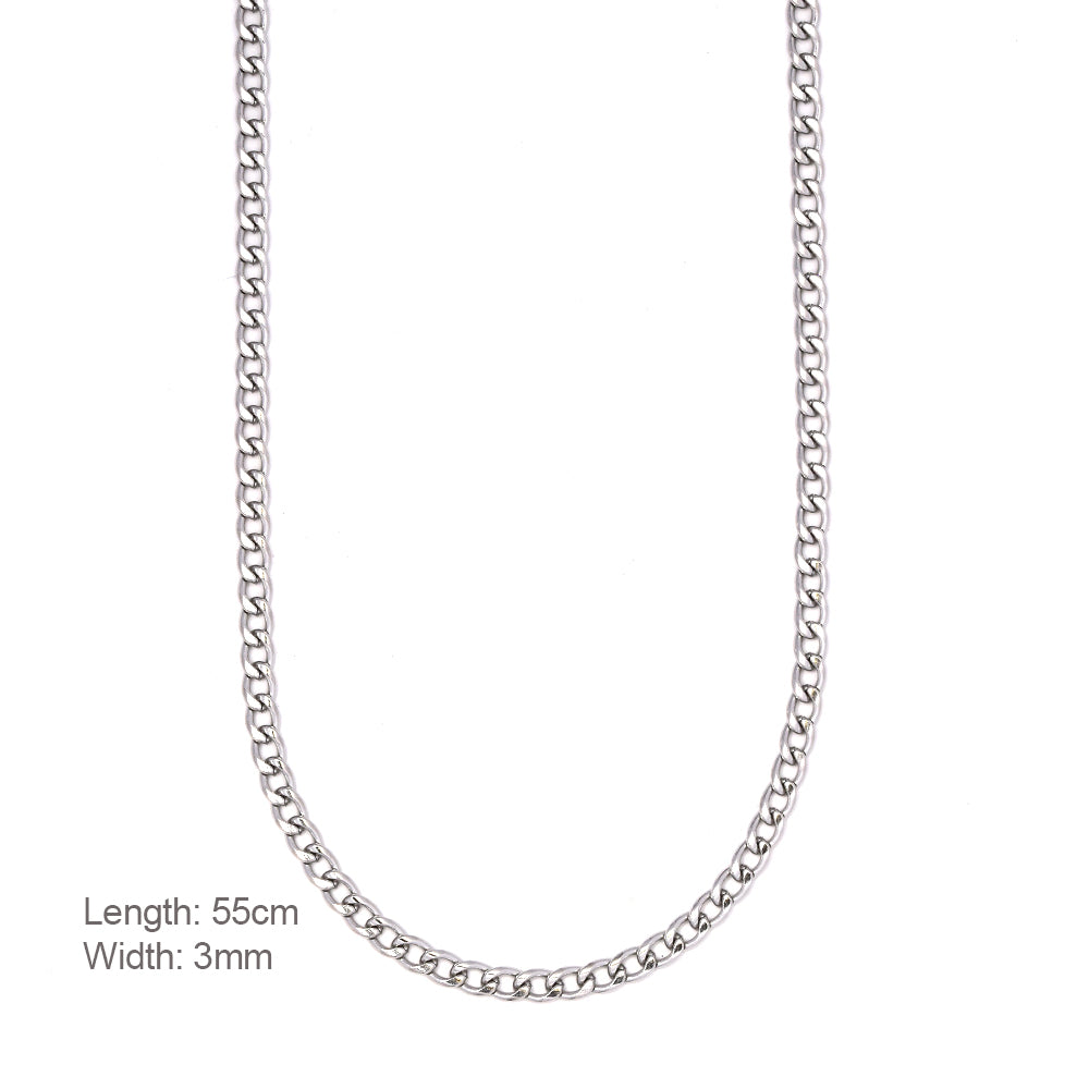 Stainless Steel 55cm Curb Chain - 3mm Wide