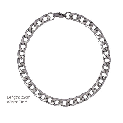 Stainless Steel 22cm Curb Bracelet & 7mm Width