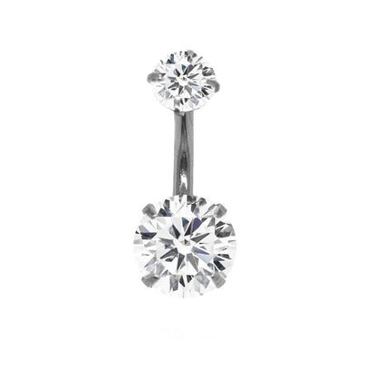 Stainless Steel Round Cubic Zirconia Belly Ring