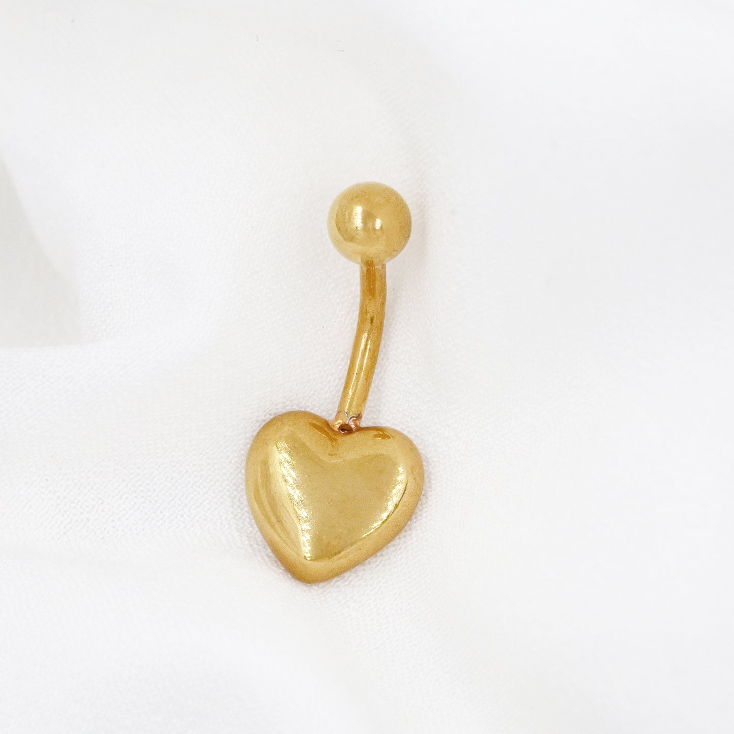 Stainless Steel Gold Plated Solid Heart Belly Ring