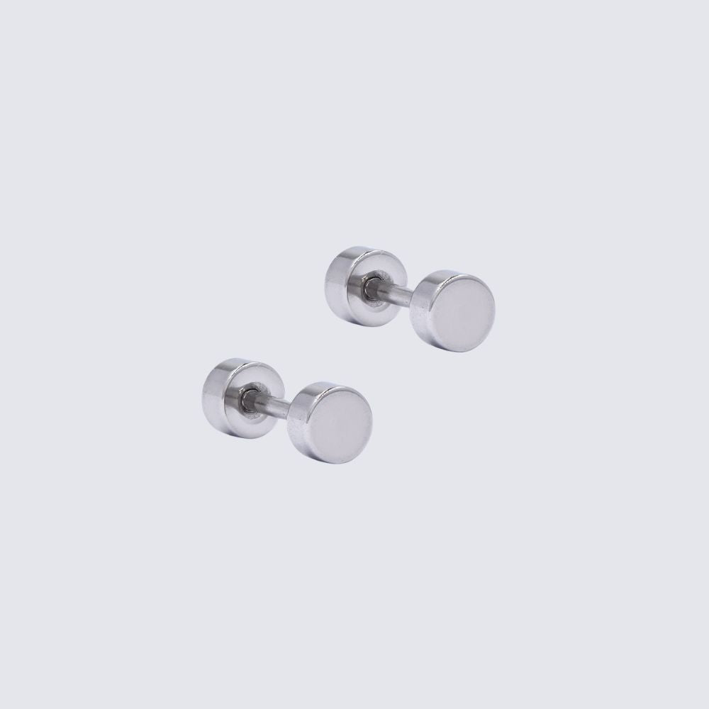 Stainless Steel Round Dumbbell Stud Earring