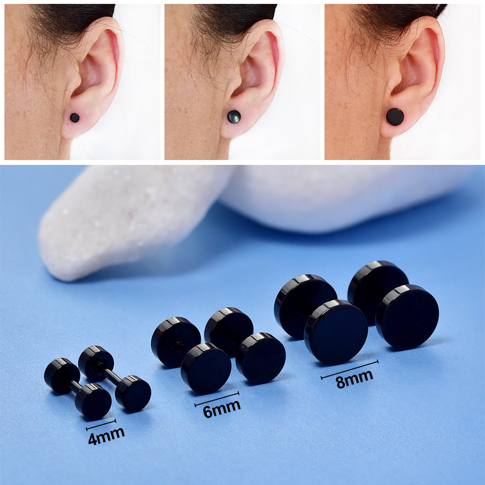 Stainless Steel Round Dumbbell Stud Earring