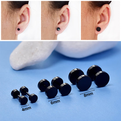 Stainless Steel Round Dumbbell Stud Earring