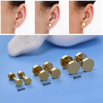 Stainless Steel Round Dumbbell Stud Earring