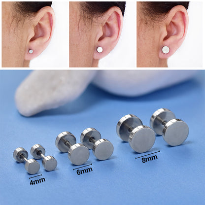 Stainless Steel Round Dumbbell Stud Earring