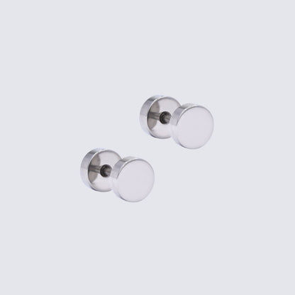 Stainless Steel Round Dumbbell Stud Earring