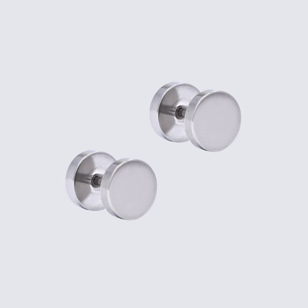 Stainless Steel Round Dumbbell Stud Earring