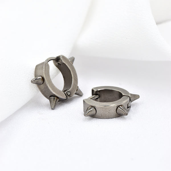 Stainless Steel Spiked Huggie Earrings