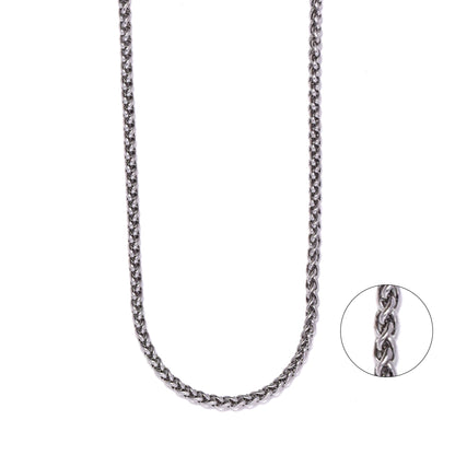 Stainless Steel 60cm Wheat-Link Chain Necklace - 3mm Wide