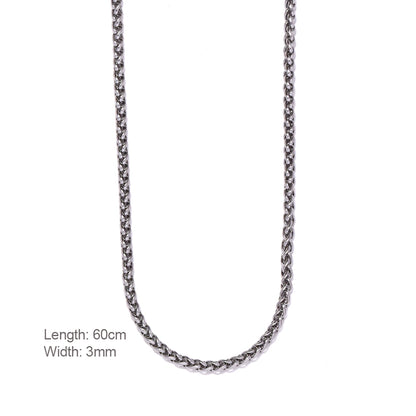 Stainless Steel 60cm Wheat-Link Chain Necklace - 3mm Wide