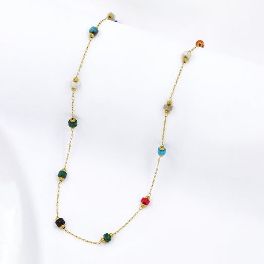 Stainless Steel 50cm Multi Colour Bead Necklace