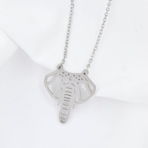 Stainless Steel Origami Elephant Head Necklace