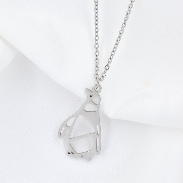 Stainless Steel Origami Penguin Necklace