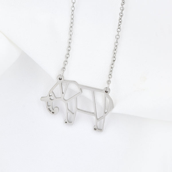 Stainless Steel Origami Elephant Necklace