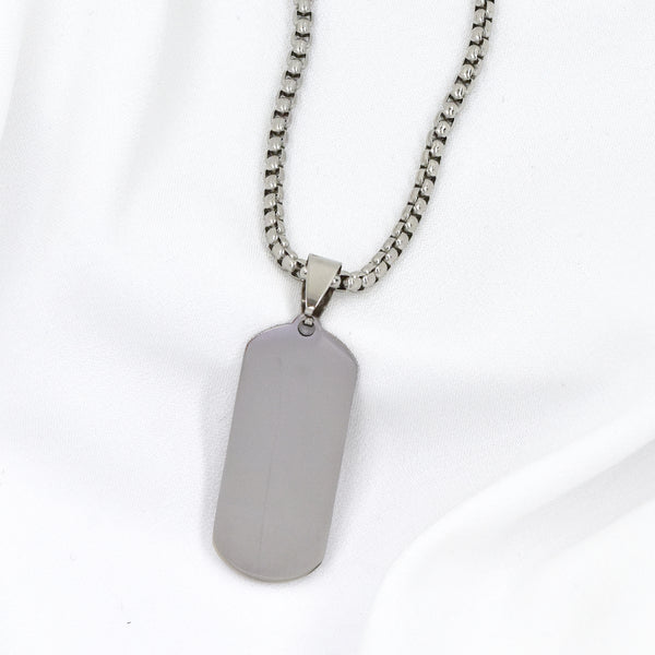 Stainless Steel Thin Rounded Rectangular Dog Tag Necklace