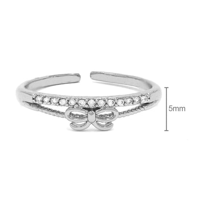 Premium Cubic zirconia bow ring with open back to adjust the size