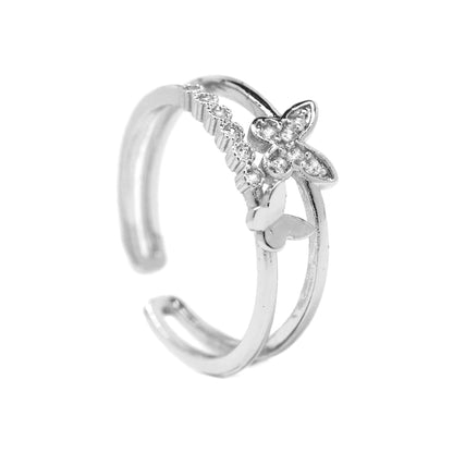 Premium Cubic zirconia butterfly ring with open back to adjust the size