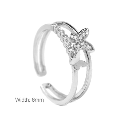 Premium Cubic zirconia butterfly ring with open back to adjust the size